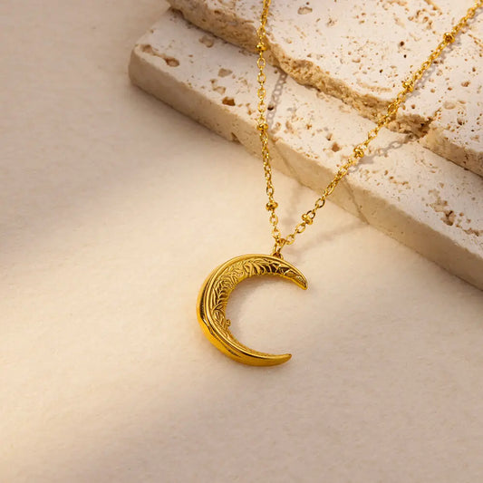 Textured Crescent Moon Necklace™