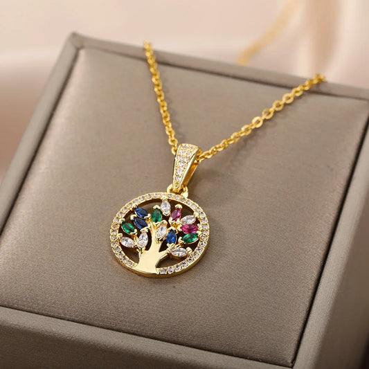 Rainbow Tree of Life Crystal Necklace™