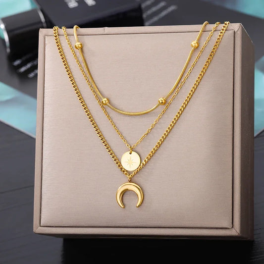 Celestial Moon Layered Necklace Set™