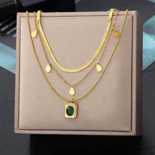 Emerald Stone Layered Chain Set™
