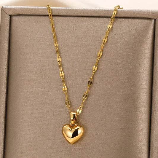 Puffed Heart Chain Necklace™